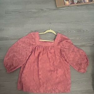 LC Lauren Conrad Blush Pink Blouse with Puff Sleeves